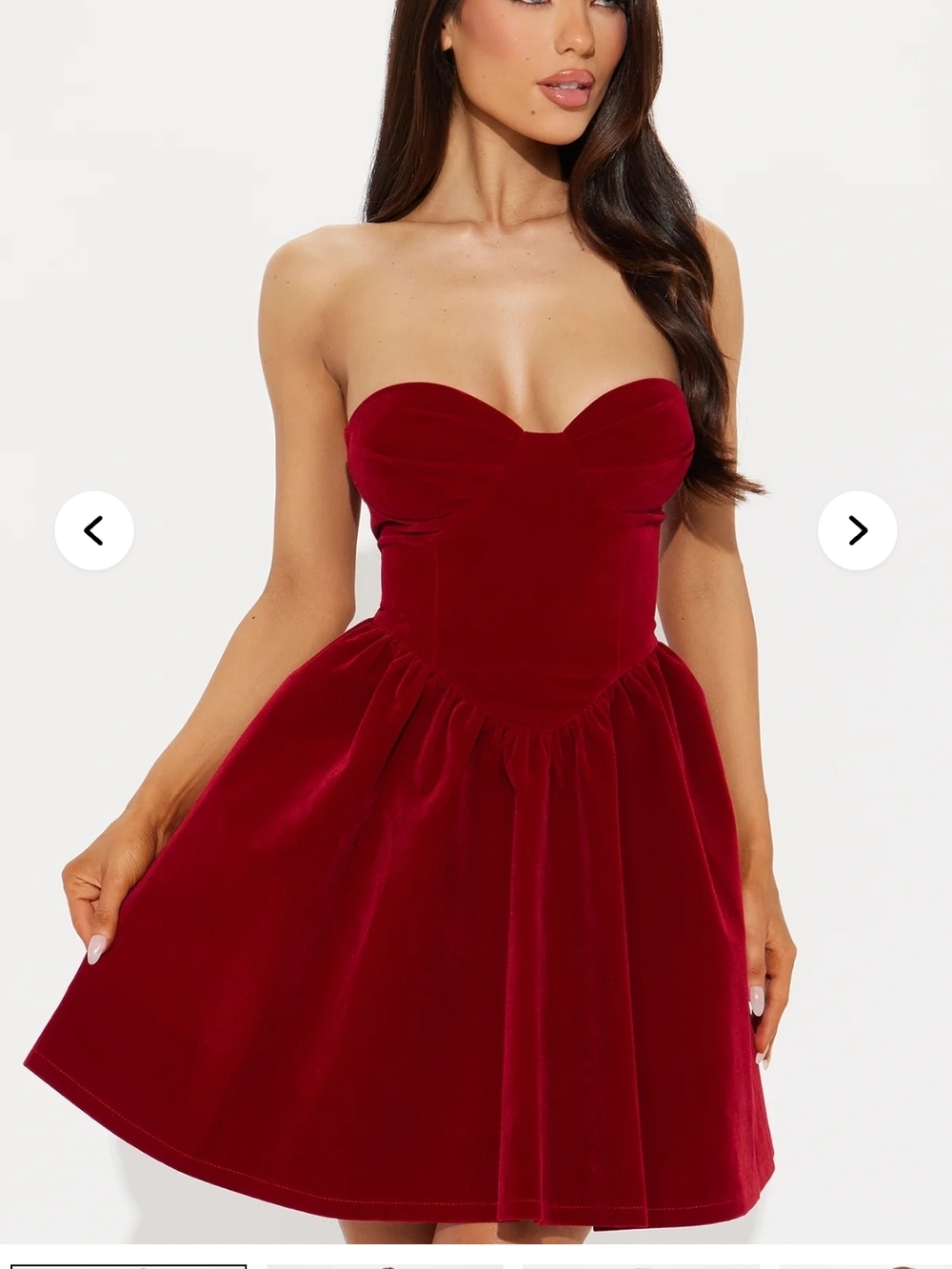 Strapless Velvet Sweetheart Mini Dress - Red